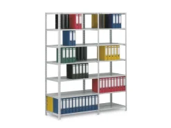 PROREGAL Aktenregal Schraubsystem Grundregal HxBxT 290 x 100 x 60 cm 9 Ebenen Fachlast 90 kg Mit Deckboden Beidseitig Nutzbar* Büroregale