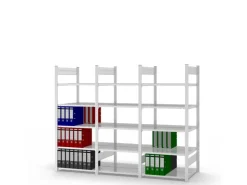 PROREGAL Aktenregal Stecksystem T-Profil Grundregal HxBxT 175 x 75 x 60 cm 5 Ebenen Fachlast 90 kg Beidseitig Nutzbar