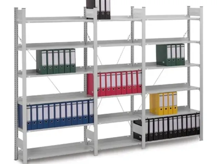 PROREGAL Aktenregal Stecksystem T-Profil Grundregal HxBxT 175 x 100 x 30 cm 5 Ebenen Fachlast 60 kg Einseitig Nutzbar* Büroregale