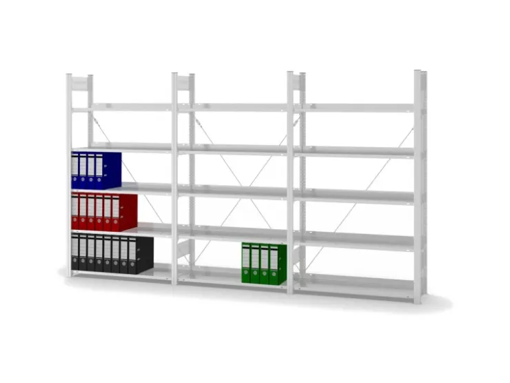 PROREGAL Aktenregal Stecksystem T-Profil Grundregal HxBxT 175 x 100 x 30 cm 5 Ebenen Fachlast 60 kg Einseitig Nutzbar* Büroregale