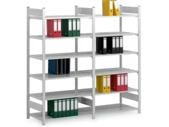 PROREGAL Aktenregal Stecksystem T-Profil Grundregal HxBxT 270 x 100 x 60 cm 8 Ebenen Fachlast 90 kg Beidseitig Nutzbar* Büroregale