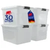 PROREGAL Aufbewahrungsbox Mit Deckel 30L 4er Set Klein Transparent Stapelbar Kunststoffbox Verschlussclips Stapelbox Aufbewahrungsbehälter Büro* Aufbewahrung