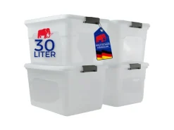 PROREGAL Aufbewahrungsbox Mit Deckel 30L 4er Set Klein Transparent Stapelbar Kunststoffbox Verschlussclips Stapelbox Aufbewahrungsbehälter Büro* Aufbewahrung