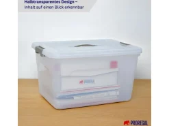 PROREGAL Aufbewahrungsbox Mit Deckel 30L 4er Set Klein Transparent Stapelbar Kunststoffbox Verschlussclips Stapelbox Aufbewahrungsbehälter Büro* Aufbewahrung