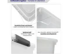 PROREGAL Aufbewahrungsbox Mit Deckel 30L 4er Set Klein Transparent Stapelbar Kunststoffbox Verschlussclips Stapelbox Aufbewahrungsbehälter Büro* Aufbewahrung
