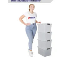 PROREGAL Aufbewahrungsbox Mit Deckel 30L 4er Set Klein Transparent Stapelbar Kunststoffbox Verschlussclips Stapelbox Aufbewahrungsbehälter Büro* Aufbewahrung