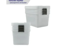 PROREGAL Aufbewahrungsbox Mit Deckel 30L 4er Set Klein Transparent Stapelbar Kunststoffbox Verschlussclips Stapelbox Aufbewahrungsbehälter Büro* Aufbewahrung