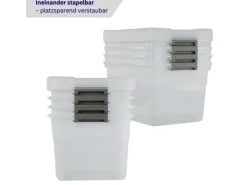 PROREGAL Aufbewahrungsbox Mit Deckel 45L 4er Set Groß Rollen Transparent Stapelbar Kunststoffbox Verschlussclips Stapelbox Aufbewahrungsbehälter