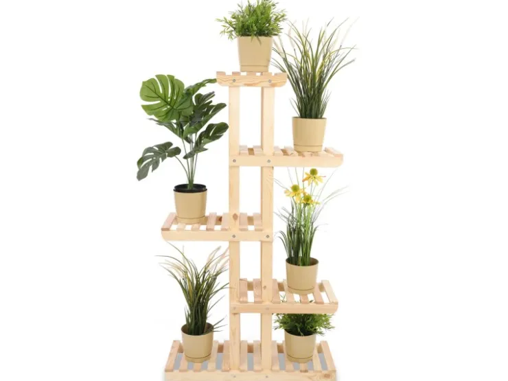 PROREGAL Blümenstande FLORACK HxBxT 117x68x25cm 6 Ablagen Kieferholz Natur* Holzregale