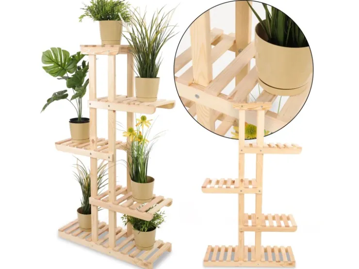 PROREGAL Blümenstande FLORACK HxBxT 117x68x25cm 6 Ablagen Kieferholz Natur* Holzregale