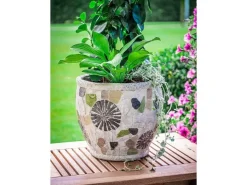 PROREGAL Blütentopf mit Mosaik, Grau, Keramik, 27,5x27,5x25cm* Vasen