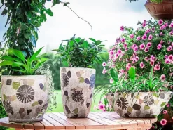 PROREGAL Blütentopf mit Mosaik Grau Breit Keramik 405x19x14cm