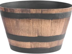 PROREGAL Blumentopf 50x30cm Holz-effekt, Fass