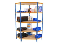 PROREGAL Eckregal Muli HxBxT 180 x 90 x 50 cm 5 Fachböden Fachlast 200 kg Blau-Orange* Eckregale