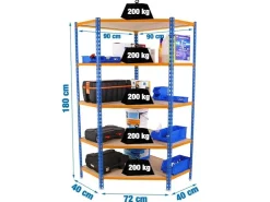 PROREGAL Eckregal Muli HxBxT 180 x 90 x 40 cm 5 Fachböden Fachlast 200 kg Blau-Orange* Eckregale