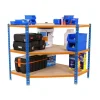 PROREGAL Eckregal Small Muli HxBxT 90 x 90 x 50 cm 3 Fachböden Fachlast 200 kg Blau-Orange* Eckregale