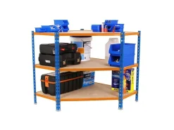 PROREGAL Eckregal Small Muli HxBxT 90 x 90 x 50 cm 3 Fachböden Fachlast 200 kg Blau-Orange* Eckregale