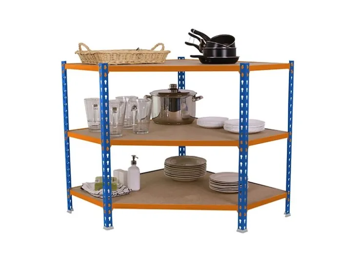 PROREGAL Eckregal Small Muli HxBxT 90 x 90 x 50 cm 3 Fachböden Fachlast 200 kg Blau-Orange* Eckregale