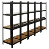 PROREGAL 5er Vintage Series Schwerlastregal Ragnar Set HxBxT 150x45x45cm Fachlast 100kg Vintagebraun-Schwarz