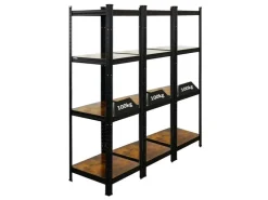 PROREGAL 3er Vintage Series Schwerlastregal Ragnar Set HxBxT 150x45x45cm Fachlast 100kg Vintagebraun-Schwarz* Weitere Regale