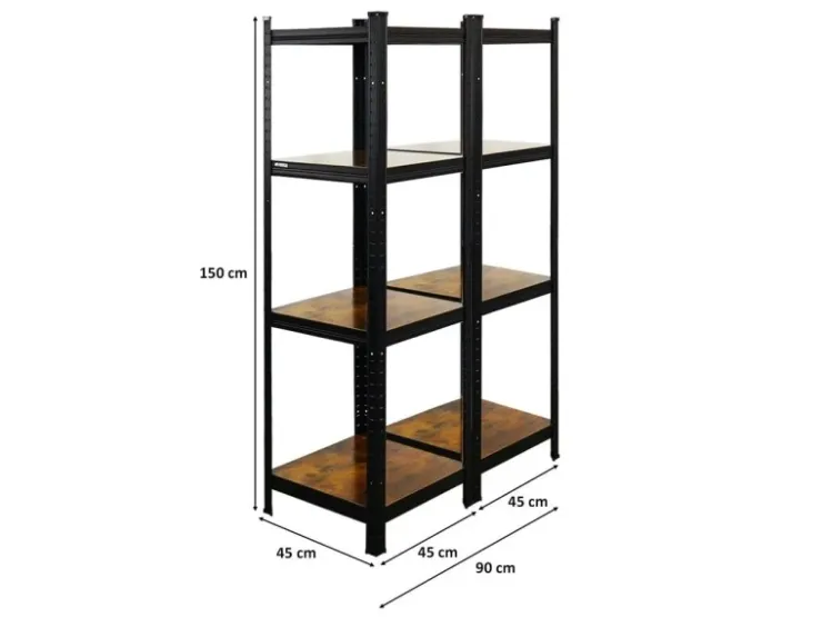 PROREGAL 2er Vintage Series Schwerlastregal Ragnar Set HxBxT 150x45x45cm Fachlast 100kg Vintagebraun-Schwarz* Weitere Regale