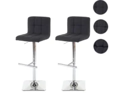 PROREGAL 2er-Set Barhocker Gepolstert Und Höhenverstellbar Mit Lehne Sitzhöhe 63-84cm Mit Lehne Drehbar Stoff/Textil Dunkelgrau Chromfuß Barstuhl* Hocker