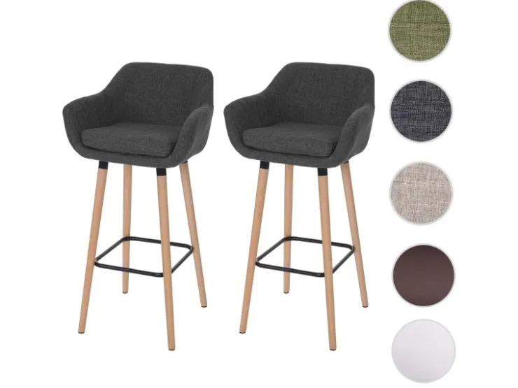 PROREGAL 2er-Set Barhocker Oslo Mit Lehne Sitzhöhe 79cm Textil Barstuhl Tresenhocker* Hocker