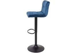 PROREGAL 2er-Set Barhocker Gepolstert Mit Lehne Sitzhöhe 63-87cm Höhenverstellbar Samt Petrol-Blau Fuß Schwarz Tresenhocker Barstuhl* Hocker