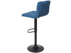 PROREGAL 2er-Set Barhocker Gepolstert Mit Lehne Sitzhöhe 63-87cm Höhenverstellbar Samt Petrol-Blau Fuß Schwarz Tresenhocker Barstuhl* Hocker