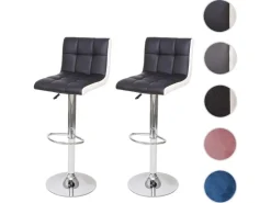 PROREGAL 2er-Set Barhocker Gepolstert Mit Lehne Sitzhöhe 63-87cm Höhenverstellbar Samt Petrol-Blau Fuß Schwarz Tresenhocker Barstuhl* Hocker