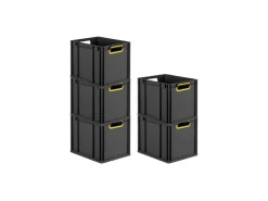 PROREGAL Eurobox Nextgen Color HxBxT 32x30x40cm 30 Liter Griffe Gelb Offen Schwarz Eurobehälter Transportbox Transportbehälter* Aufbewahrung