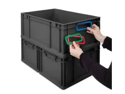PROREGAL Eurobox Nextgen Color HxBxT 32x30x40cm 30 Liter Griffe Schwarz Offen Schwarz Eurobehälter Transportbox Transportbehälter