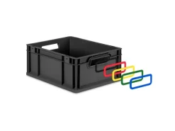 PROREGAL Eurobox Nextgen Color HxBxT 32x30x40cm 30 Liter Griffe Schwarz Offen Schwarz Eurobehälter Transportbox Transportbehälter