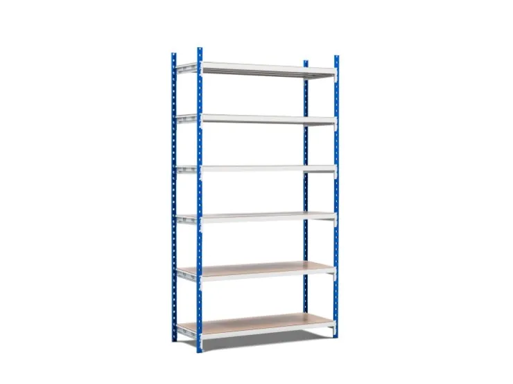 PROREGAL Fachbodenregal Maximus HxBxT 240 x 125 x 60 cm 6 Ebenen Spanplatten-Fachboden Fachlast 152 kg Lichtblau-Lichtgrau