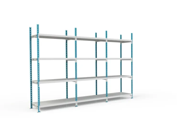PROREGAL Fachbodenregal Maximus HxBxT200 x 100 x 80 cm 4 Ebenen PVC-Fachboden Fachlast 198 kg Lichtblau-Lichtgrau