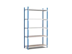 PROREGAL Fachbodenregal Maximus Pro HxBxT 280 x 125 x 50 cm 5 Ebenen Spanplatten-Fachboden Fachlast 248 kg Lichtblau-Lichtgrau