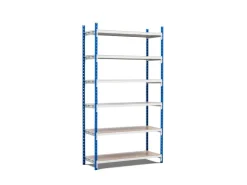 PROREGAL Fachbodenregal Maximus HxBxT 220 x 100 x 30 cm 7 Ebenen Spanplatten-Fachboden Fachlast 136 kg Lichtblau-Lichtgrau