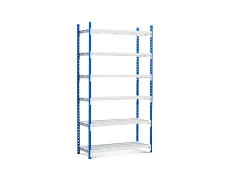 PROREGAL Fachbodenregal Maximus HxBxT 200 x 125 x 40 cm 6 Ebenen Offener Fachboden Fachlast 114 kg Lichtblau-Lichtgrau