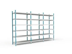 PROREGAL Fachbodenregal Maximus HxBxT200 x 100 x 30 cm 7 Ebenen PVC-Fachboden Fachlast 136 kg Lichtblau-Lichtgrau