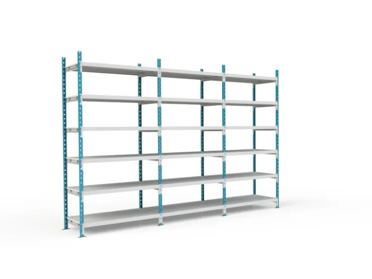 PROREGAL Fachbodenregal Maximus HxBxT200 x 100 x 30 cm 7 Ebenen PVC-Fachboden Fachlast 136 kg Lichtblau-Lichtgrau