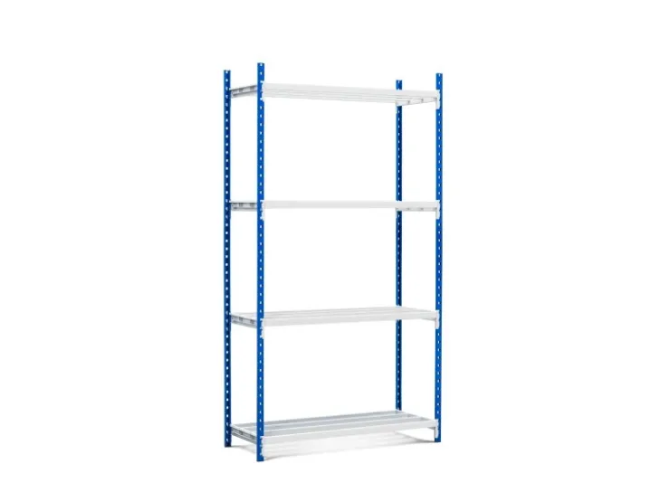 PROREGAL Fachbodenregal Maximus HxBxT 260 x 100 x 34 cm 4 Ebenen Offener Fachboden Fachlast 136 kg Lichtblau-Lichtgrau* Kunststoffregale