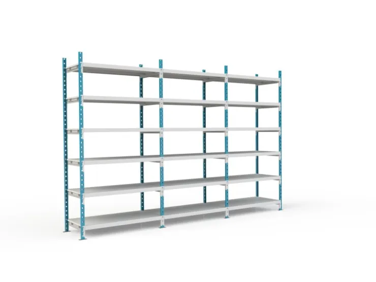 PROREGAL Fachbodenregal Maximus HxBxT 220 x 125 x 68 cm 6 Ebenen PVC-Fachboden Fachlast 152 kg Lichtblau-Lichtgrau* Kunststoffregale
