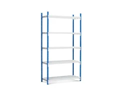 PROREGAL Fachbodenregal Maximus HxBxT 200 x 125 x 34 cm 5 Ebenen Offener Fachboden Fachlast 114 kg Lichtblau-Lichtgrau