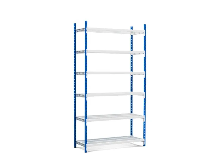 PROREGAL Fachbodenregal Maximus Pro HxBxT 220 x 125 x 80 cm 6 Ebenen Offener Fachboden Fachlast 278 kg Lichtblau-Lichtgrau* Kunststoffregale