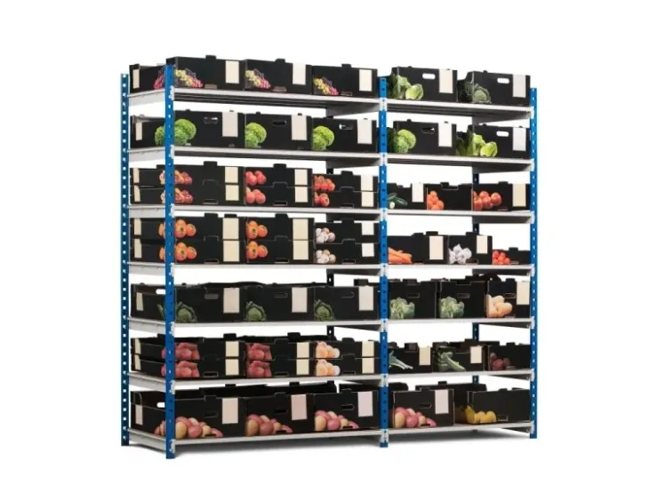 PROREGAL Fachbodenregal Maximus HxBxT 200 x 125 x 30 cm 7 Ebenen Offener Fachboden Fachlast 114 kg Lichtblau-Lichtgrau