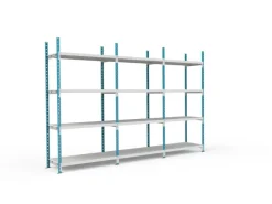 PROREGAL Fachbodenregal Maximus HxBxT200 x 125 x 34 cm 4 Ebenen PVC-Fachboden Fachlast 114 kg Lichtblau-Lichtgrau