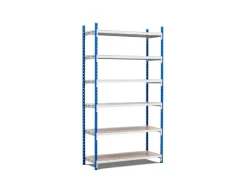 PROREGAL Fachbodenregal Maximus HxBxT200 x 125 x 40 cm 6 Ebenen Spanplatten-Fachboden Fachlast 114 kg Lichtblau-Lichtgrau* Kunststoffregale