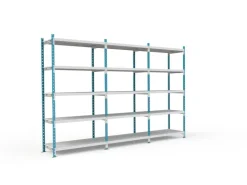 PROREGAL Fachbodenregal Maximus HxBxT 220 x 100 x 50 cm 5 Ebenen PVC-Fachboden Fachlast 182 kg Lichtblau-Lichtgrau