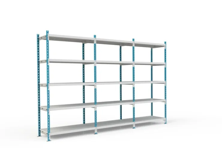 PROREGAL Fachbodenregal Maximus HxBxT 220 x 100 x 50 cm 5 Ebenen PVC-Fachboden Fachlast 182 kg Lichtblau-Lichtgrau
