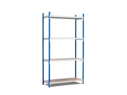 PROREGAL Fachbodenregal Maximus Pro HxBxT 300 x 100 x 80 cm 4 Ebenen Spanplatten-Fachboden Fachlast 303 kg Lichtblau-Lichtgrau
